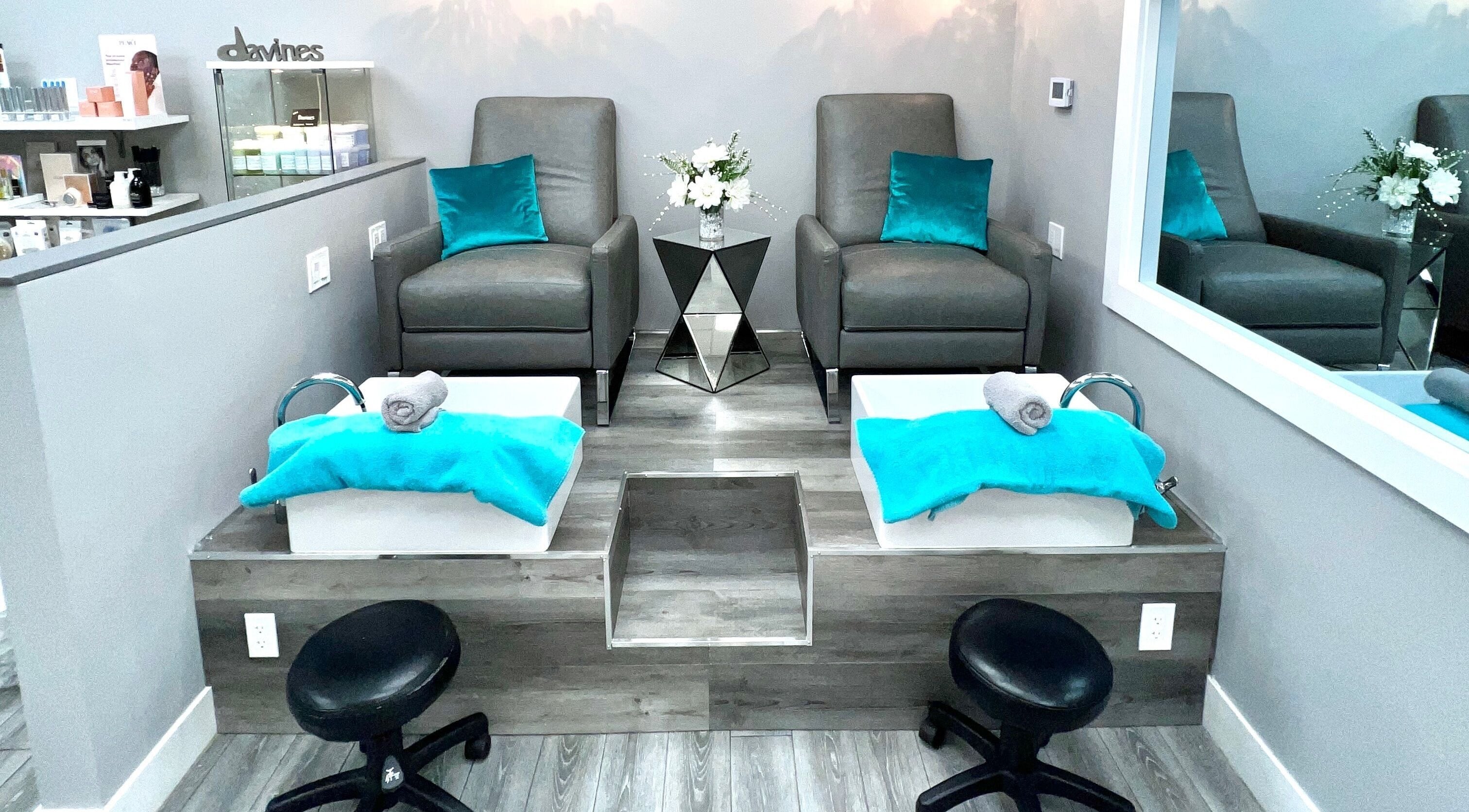 Relaxing pedicure chairs at Diamond Beauty in Surrey, British Columbia, CA, awaiting your visit.