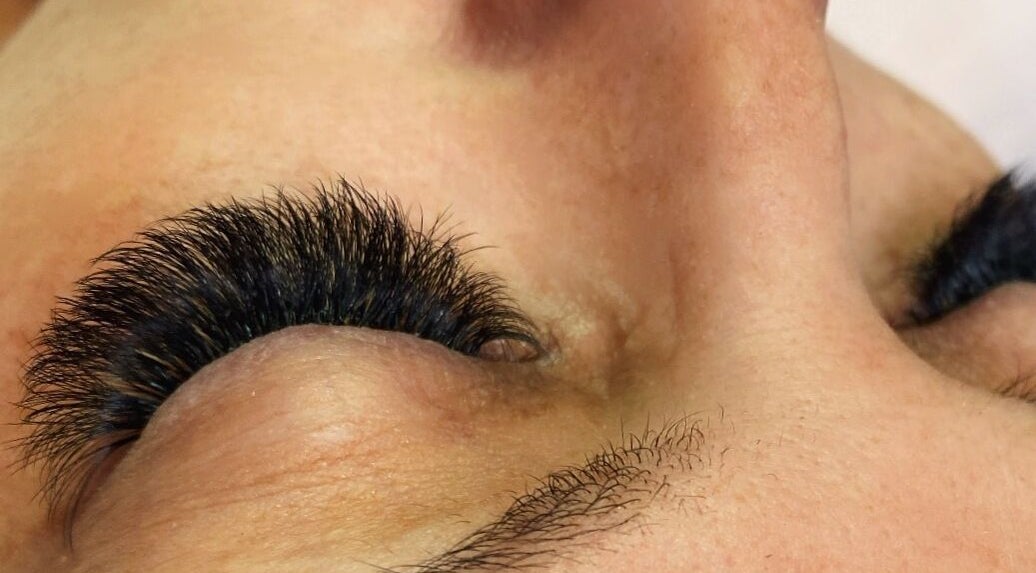 Close-up of lush eyelash extensions at Beauty Love Lashes, Melbourne, Victoria, AU.