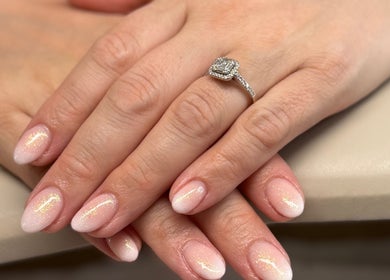 Elegant, shimmering manicure at HUTT Beauty, Ballycastle, Northern Ireland, GB.