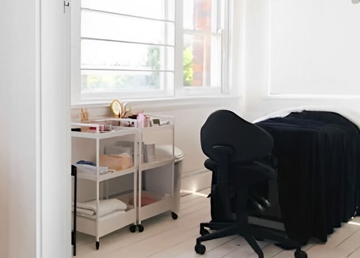 Serene therapy room at Sheina Mill Studio, Bondi Beach, New South Wales, AU with massage table.