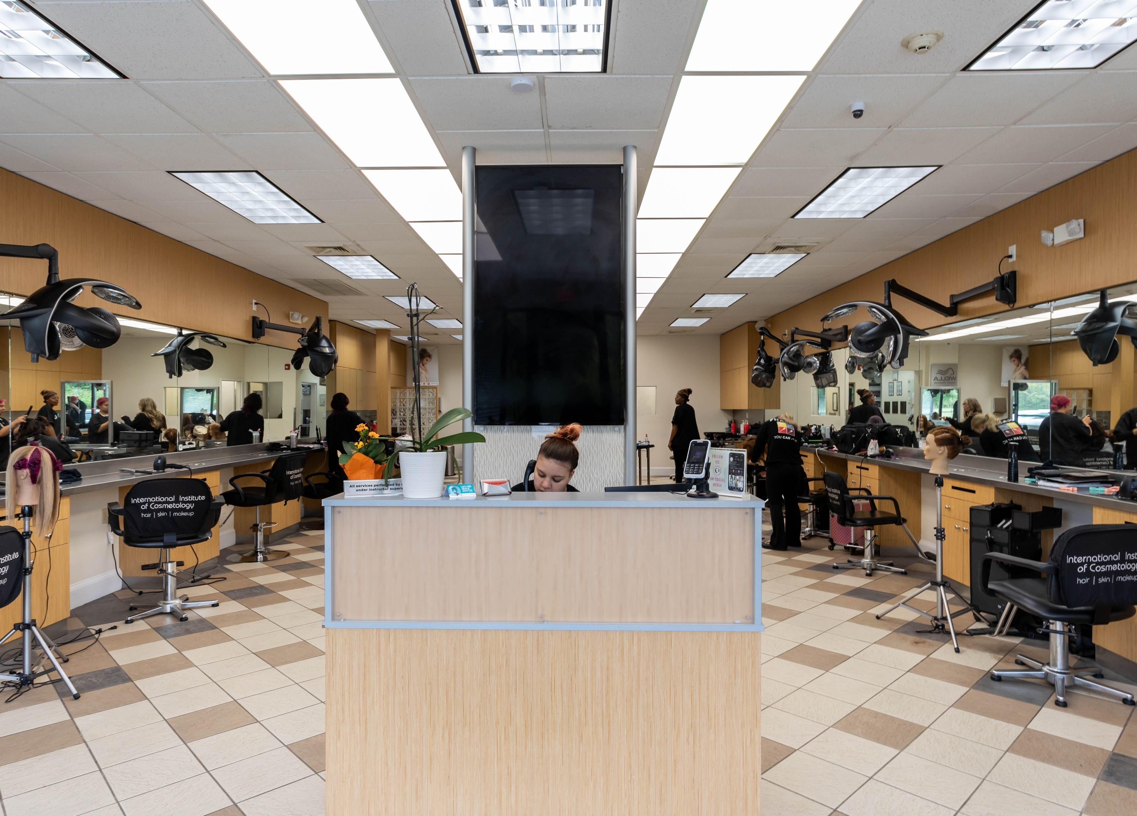 Interior view of IIC Wethersfield's stylish salon space in Wethersfield, Connecticut, US.