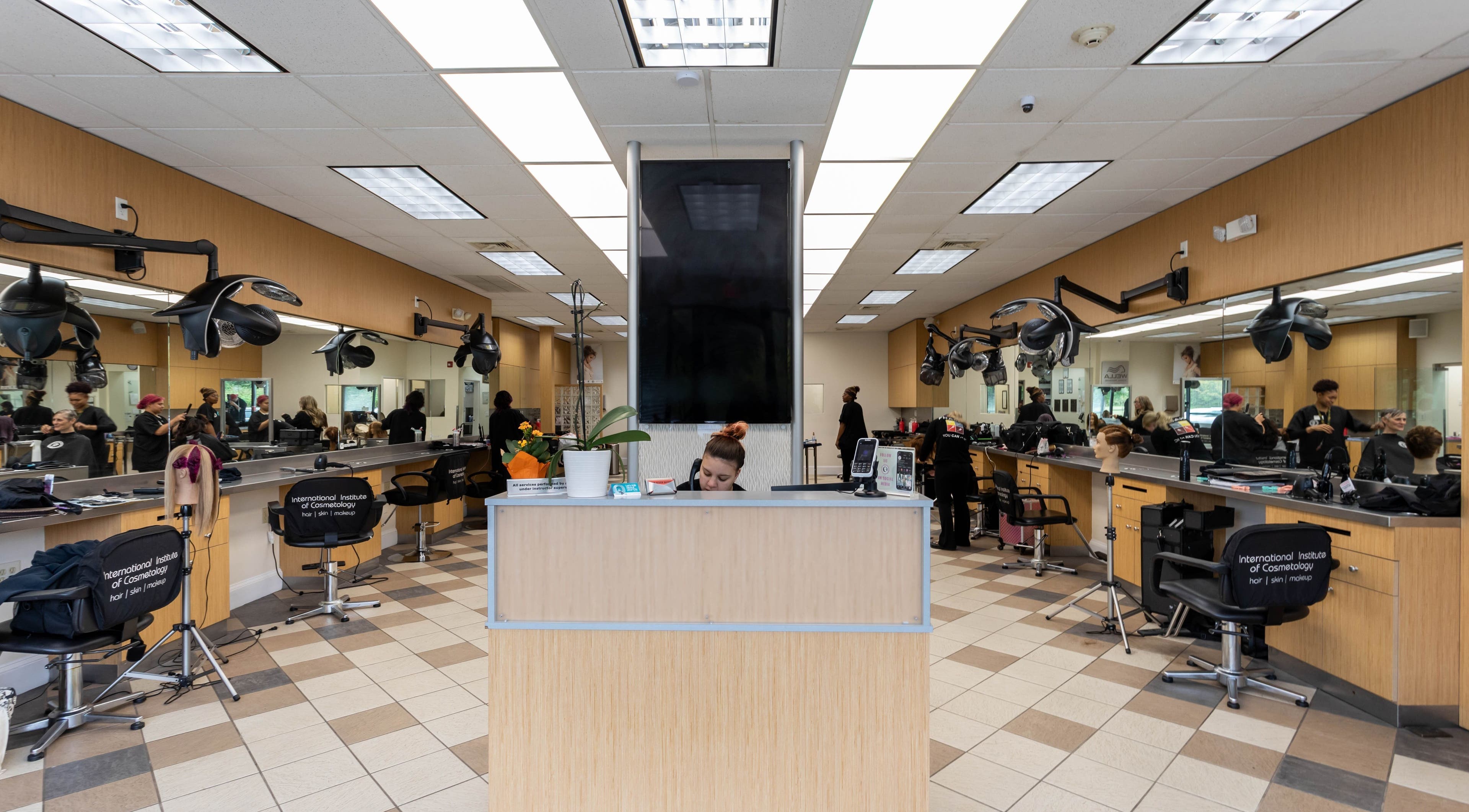 Interior view of IIC Wethersfield's stylish salon space in Wethersfield, Connecticut, US.