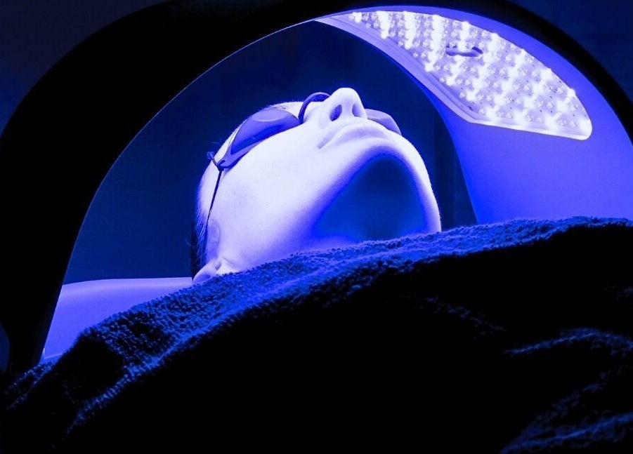 LED therapy session at Heal and Restore by Mia, Llandudno, Wales, GB, providing rejuvenating skincare.