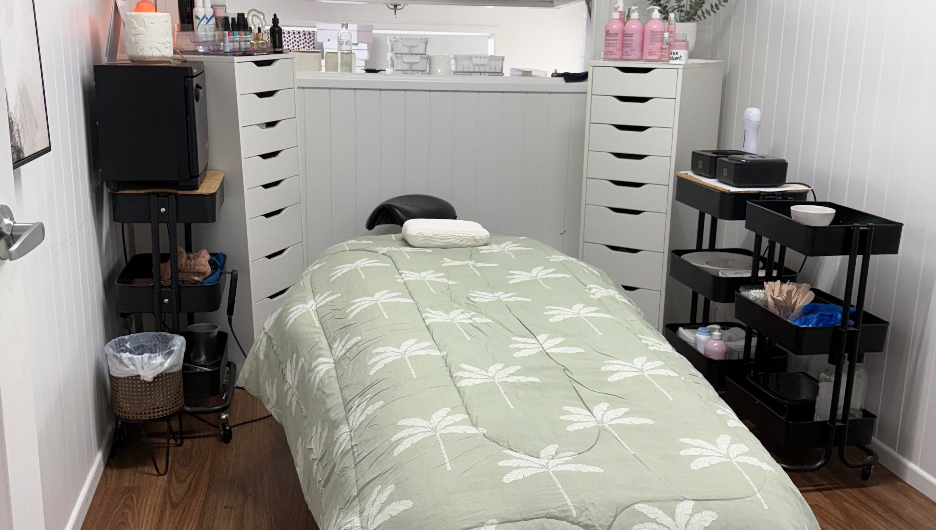 Cozy treatment room in A Little Bit Pretty Beauty, Gin Gin, Queensland, AU, with a tranquil aesthetic.