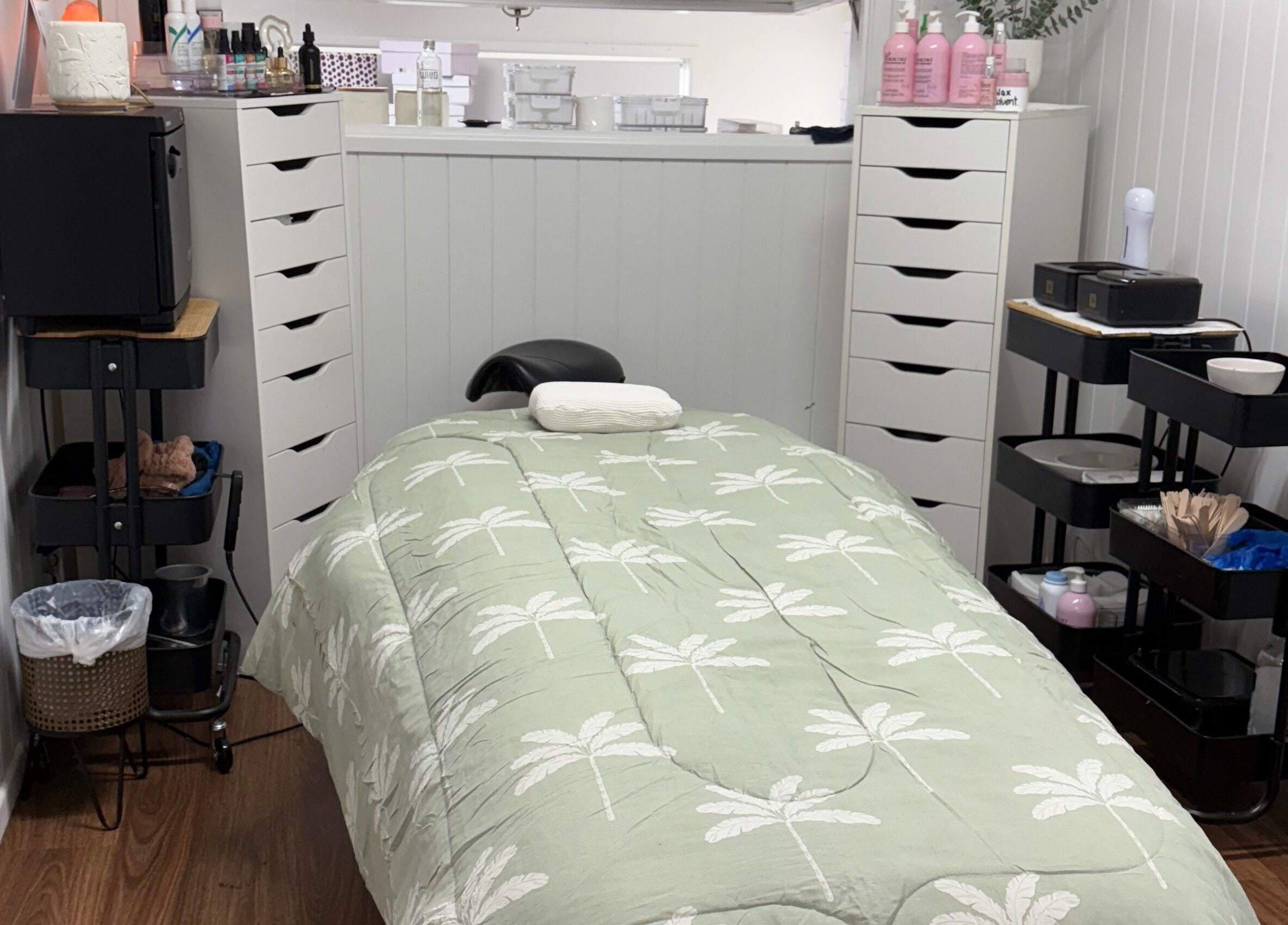 Cozy treatment room in A Little Bit Pretty Beauty, Gin Gin, Queensland, AU, with a tranquil aesthetic.