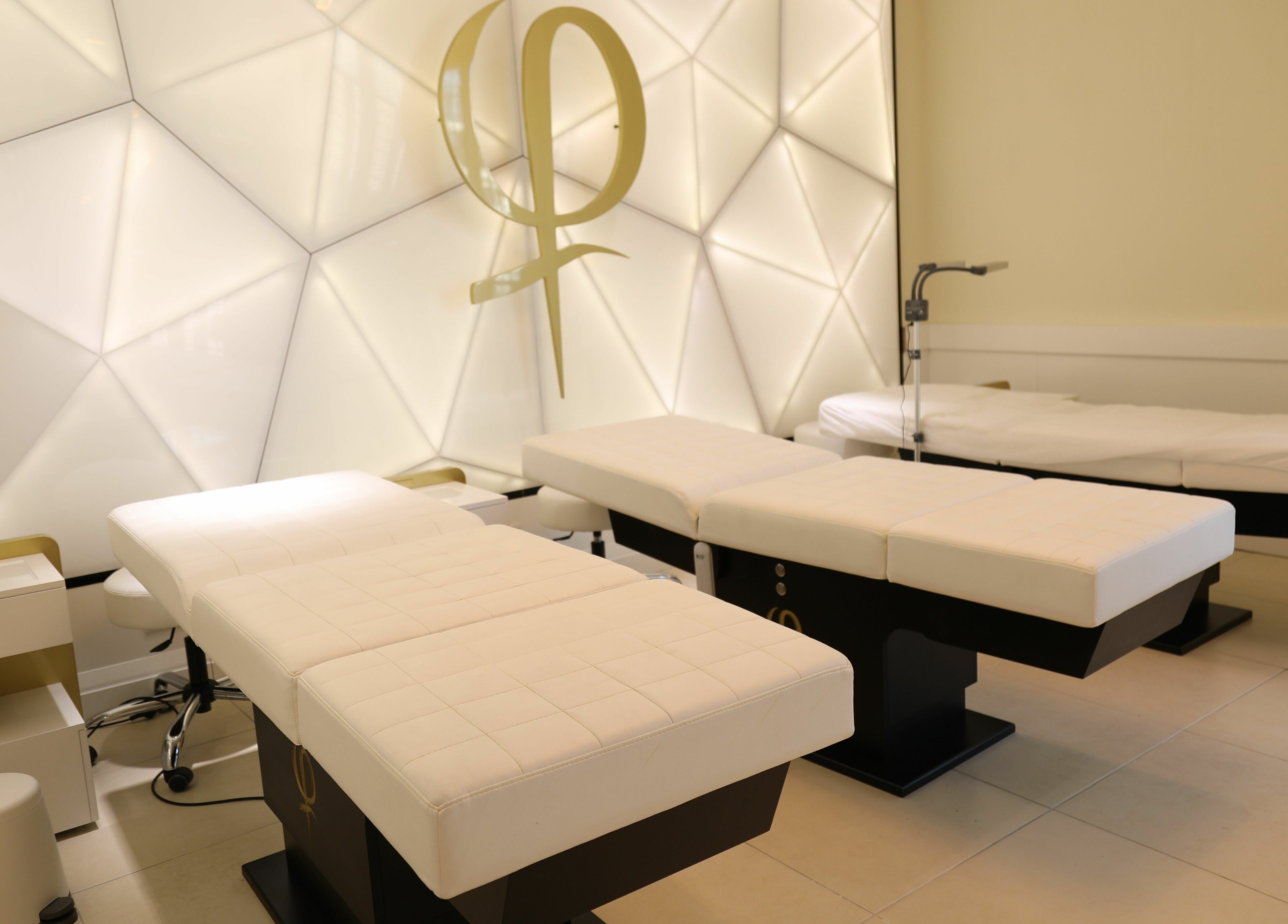 Elegant massage beds at Phi Studio Dubai, Dubai, Dubai, AE, offering premium beauty and wellness services.