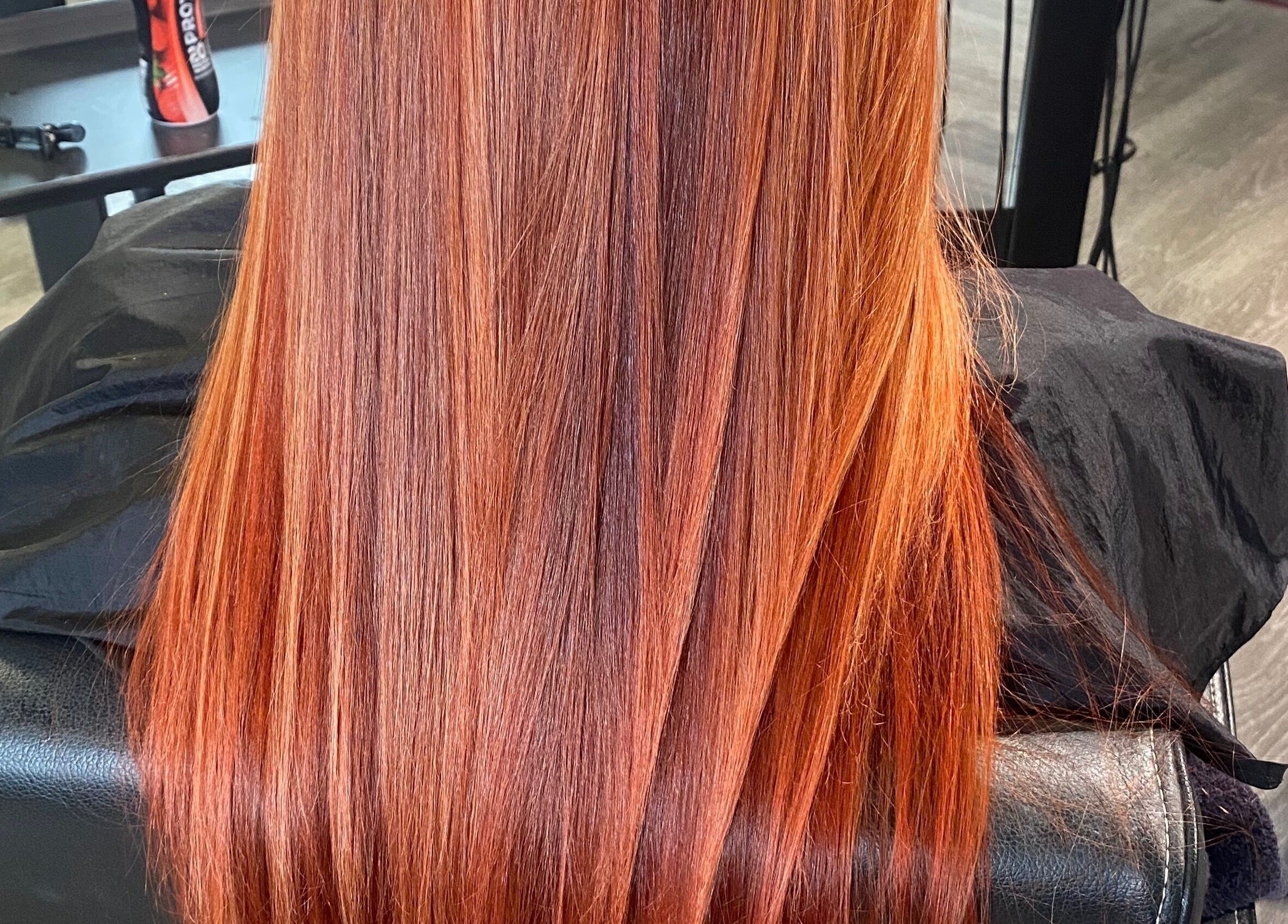Vibrant red hair color transformation at The Grand Salon, Cahir, County Tipperary, IE.