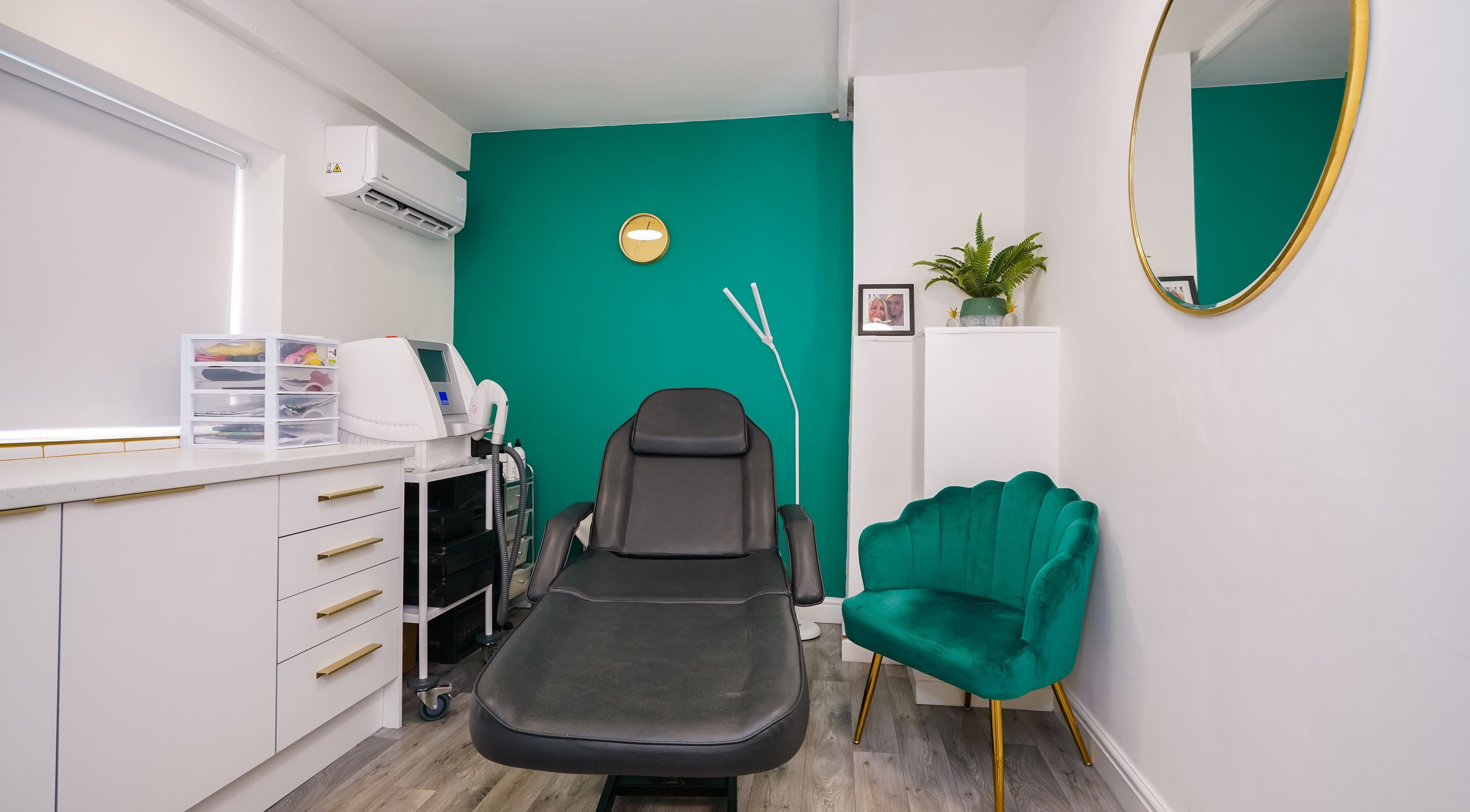 Modern beauty treatment room at Halo Heald Green, Heald Green, England, GB, featuring sleek decor and equipment.