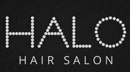 Logo of Halo Hair & Beauty, Wythenshawe, England, GB showcasing stylish dot design on black background.