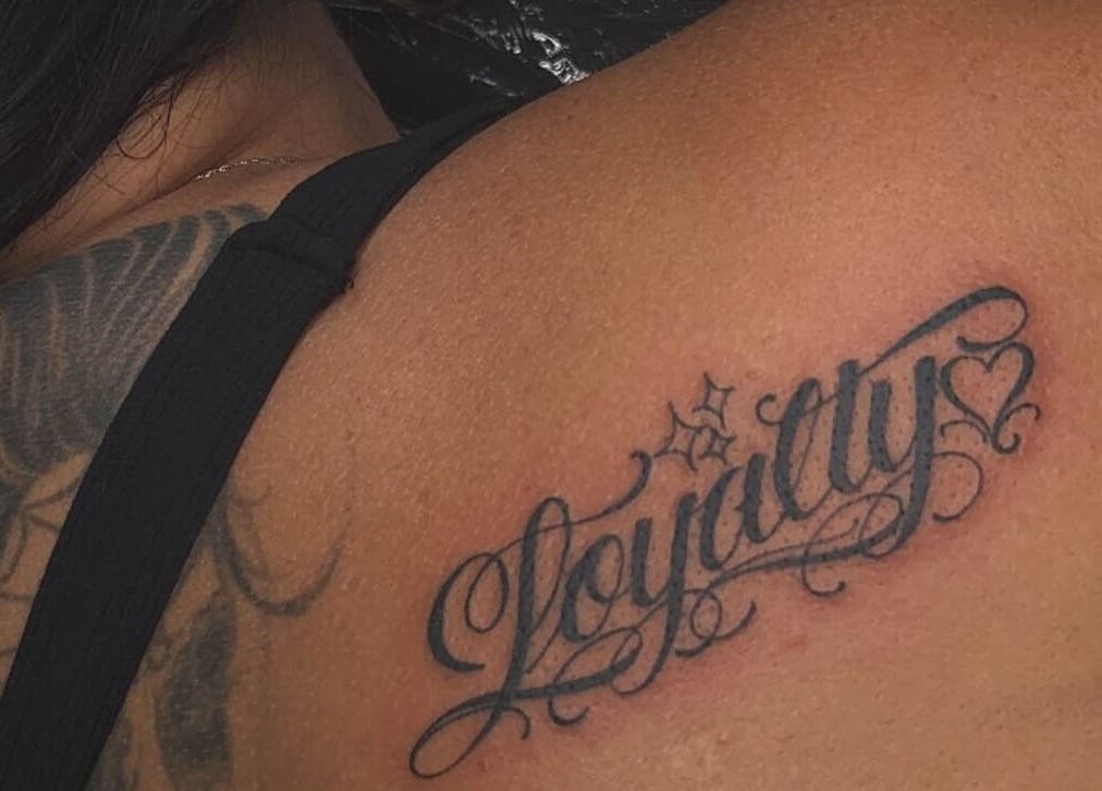 Elegant 'Loyalty' tattoo design on shoulder at She Studios, London, Ontario, CA.