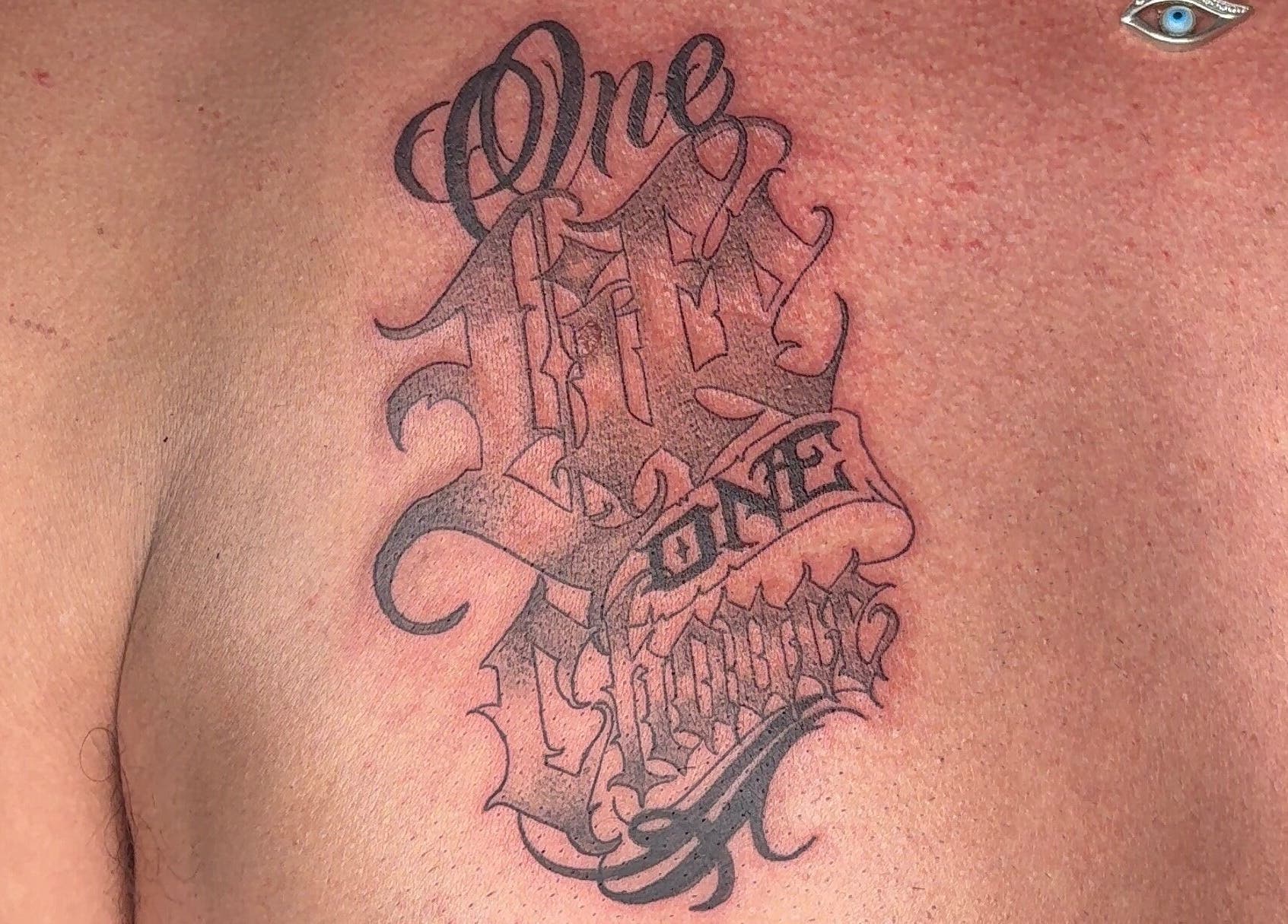 Detailed tattoo design at She Studios, London, Ontario, CA showcases intricate artistic style.