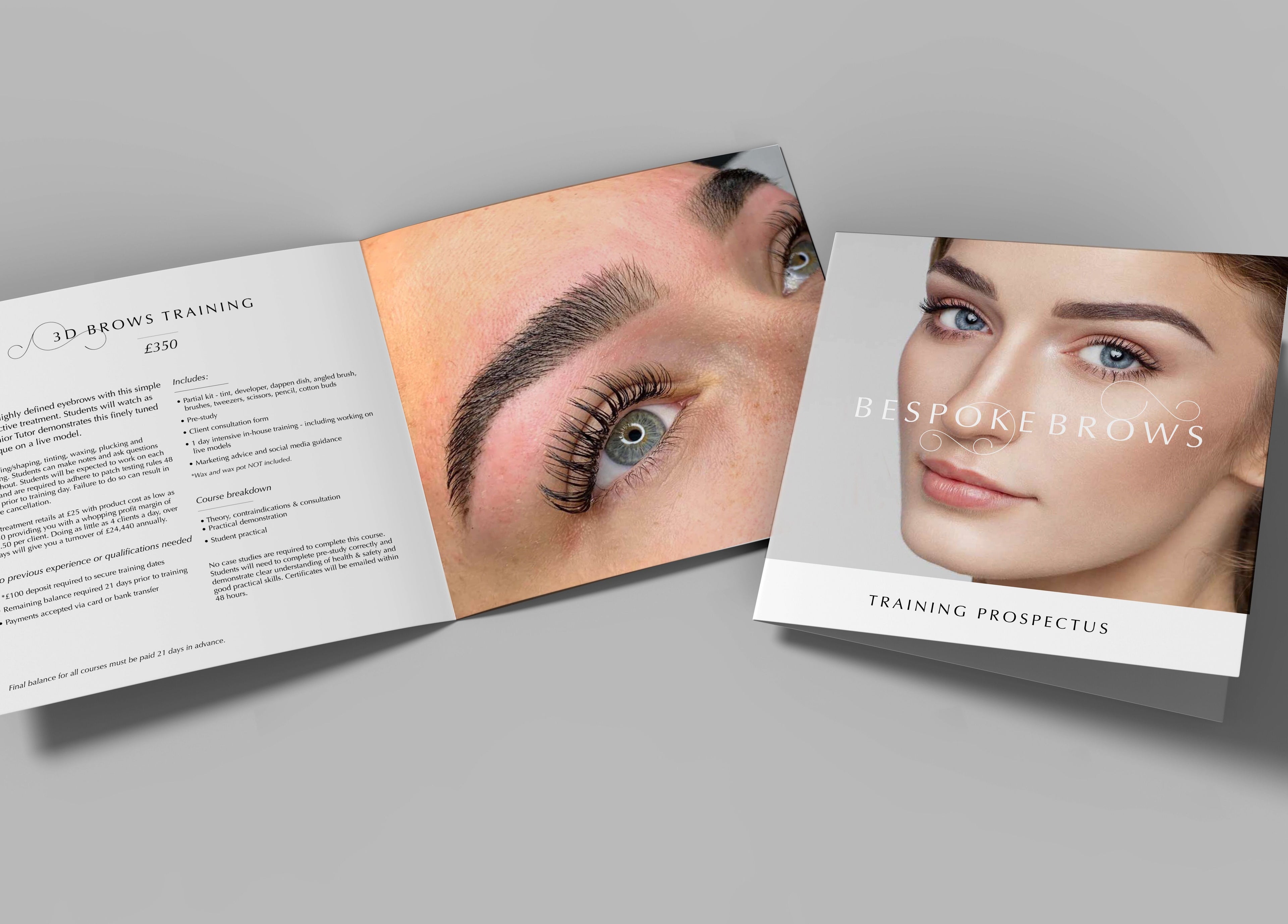 Bespoke Brows & Aesthetics 3D brow training brochure in Shirley, England, GB, showcasing expert results.