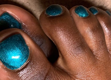 Shimmering teal pedicure by Beauty by Eme - Mobile Nails & Beauty Birmingham, Birmingham, England, GB.