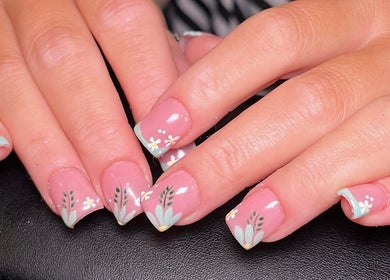 Floral nail art by Beauty by Eme - Mobile Nails & Beauty Birmingham, Birmingham, England, GB. Stunning pink hues.