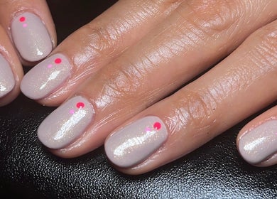 Elegant pink-dotted manicure by Beauty by Eme - Mobile Nails & Beauty Birmingham, Birmingham, England, GB.