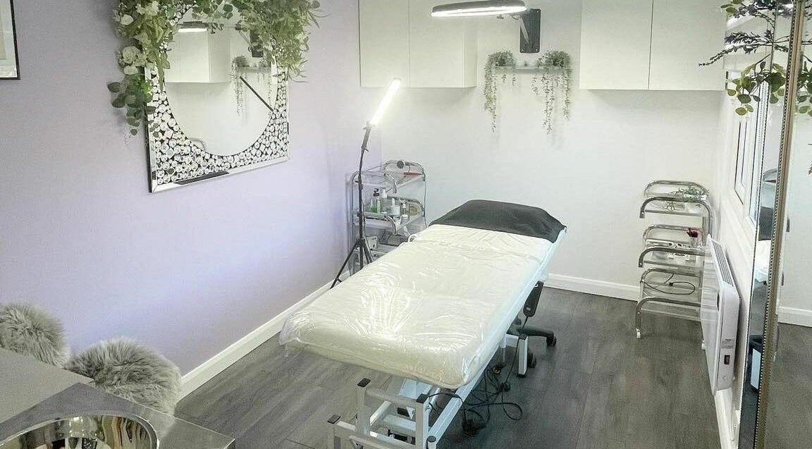 Sleek treatment room at The Little Grey Box Ltd, Ashford, England, GB with elegant decor and relaxing ambiance.