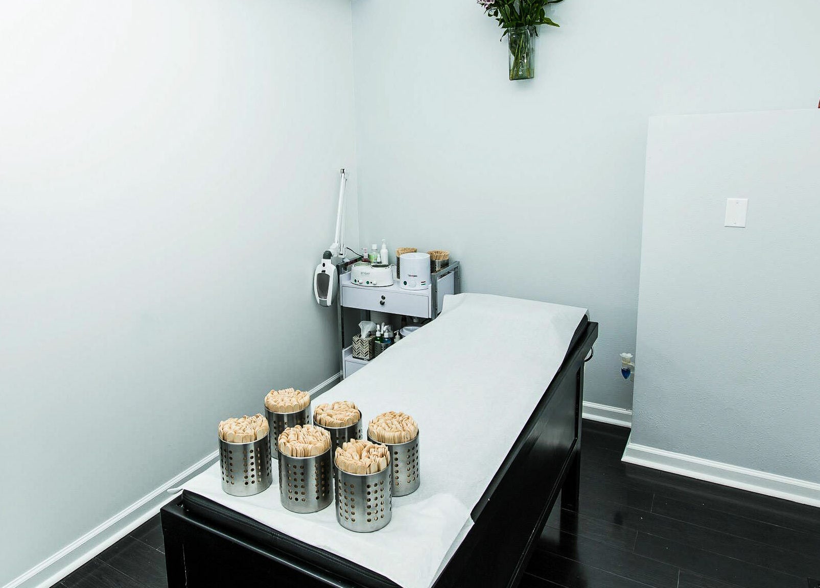 Tranquil waxing room at Braziliant Body Waxing in Ridgefield, Connecticut, US, showcasing professional setup.