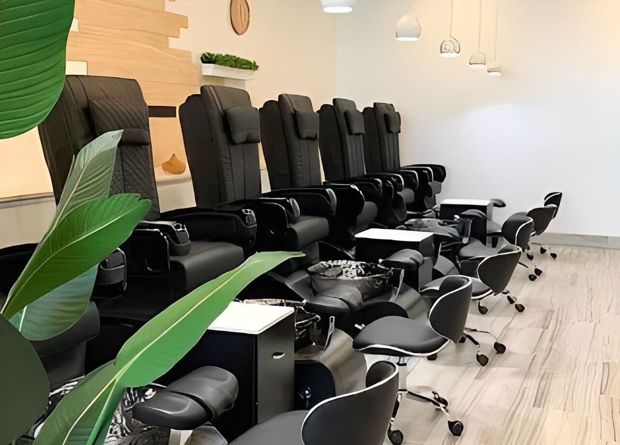 Luxurious pedicure chairs at ANGELISH NAIL SALON, Lake Elmo, Minnesota, US, offer a relaxing experience.