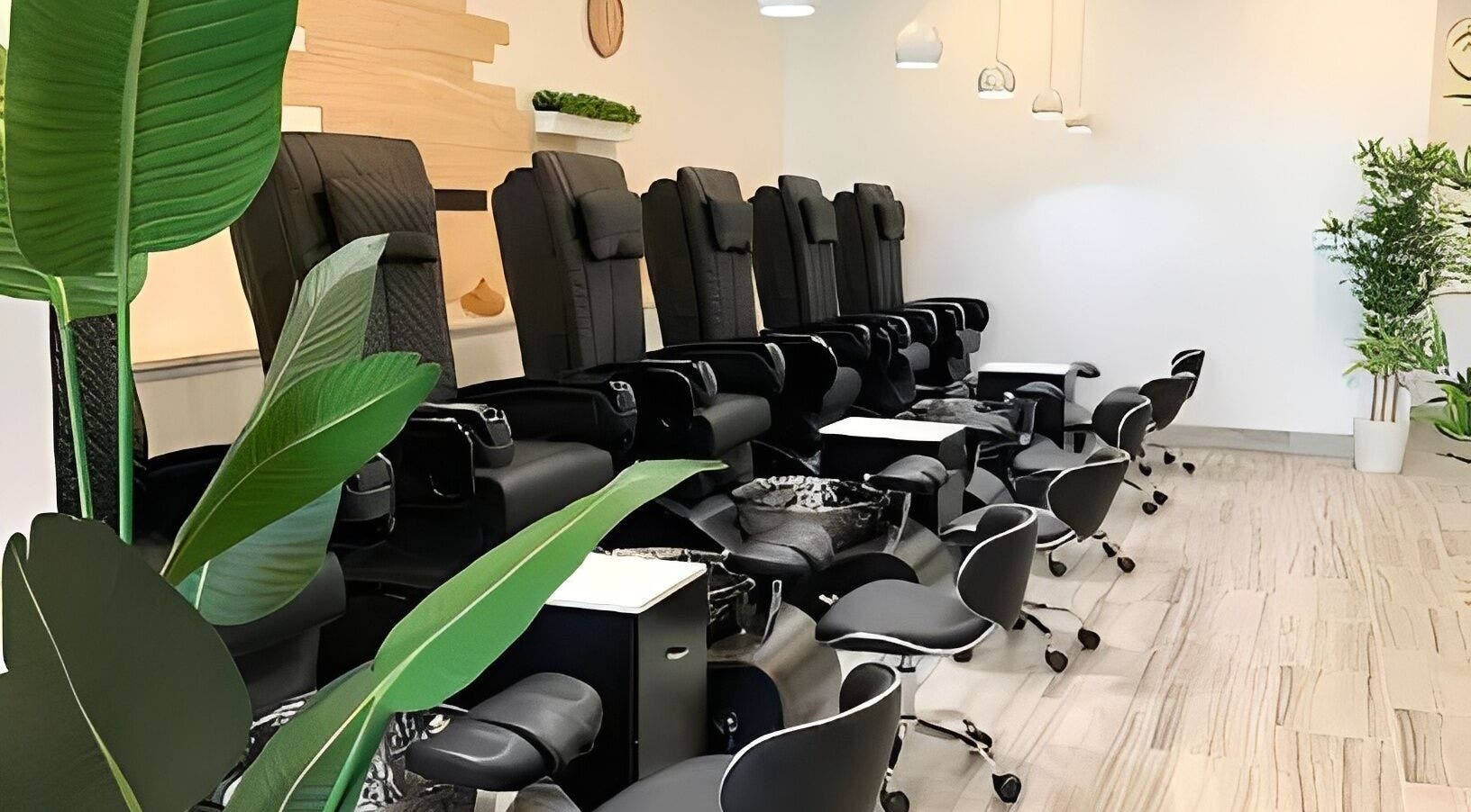Luxurious pedicure chairs at ANGELISH NAIL SALON, Lake Elmo, Minnesota, US, offer a relaxing experience.