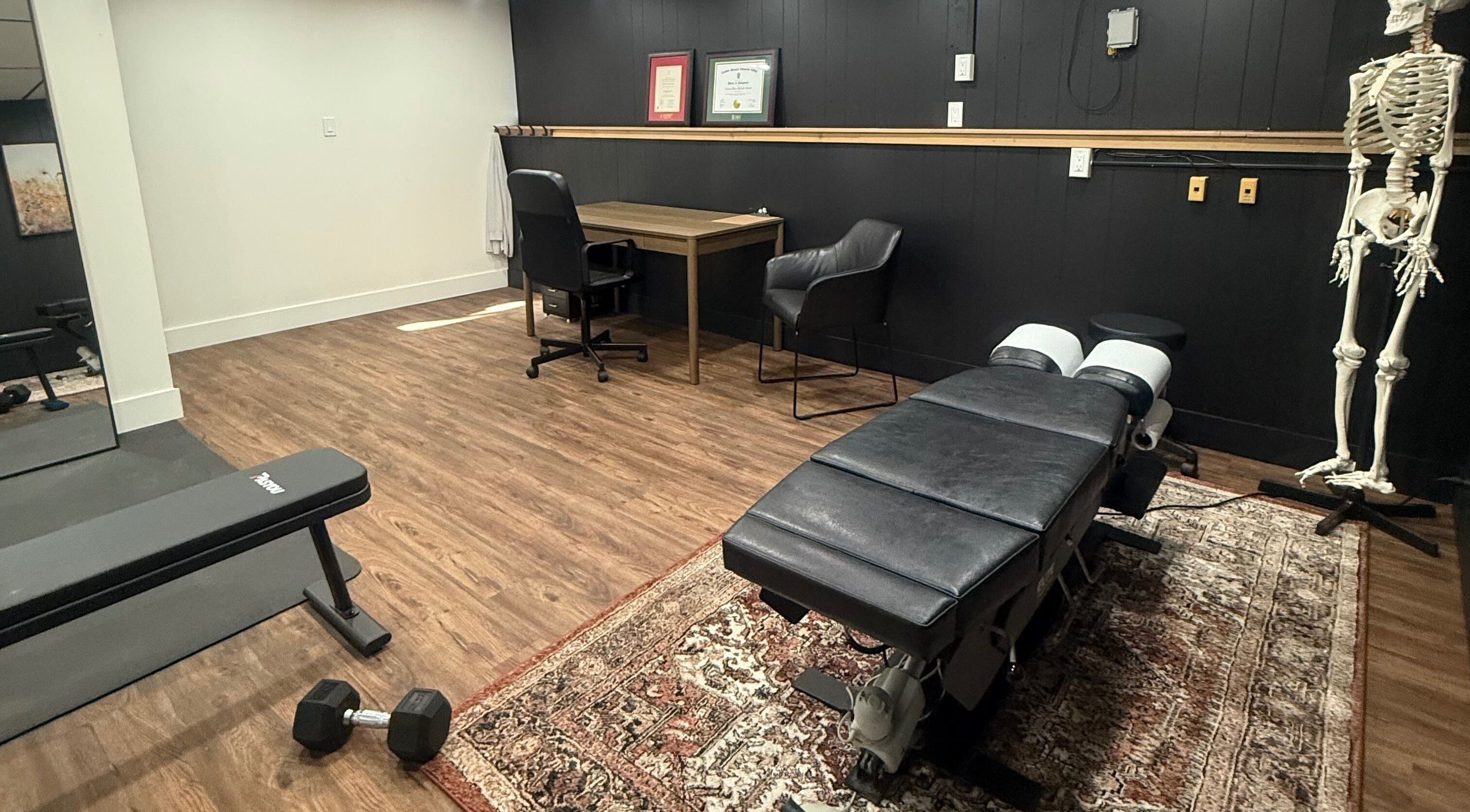 Therapy room with massage table at Beauty Basics by Amy, Minden, Ontario, CA.