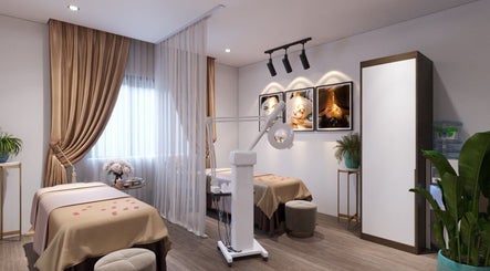 Luxurious spa room at Her Hải Phòng, Hải Phòng, Vietnam, with elegant decor and ambient lighting.