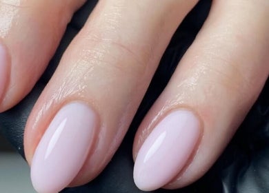 Elegant blush nail art at Sarah Lawson Beauty, Dalkeith, Scotland, GB offers serene sophistication and style.