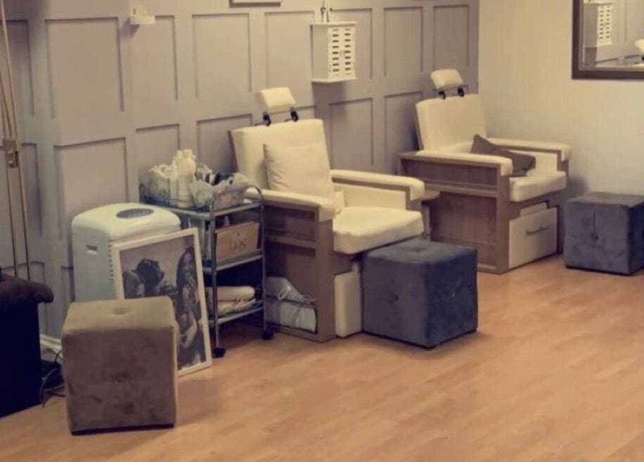 Cozy seating area at Beautevas Beauty and Tanning, Martlesham, England, GB.