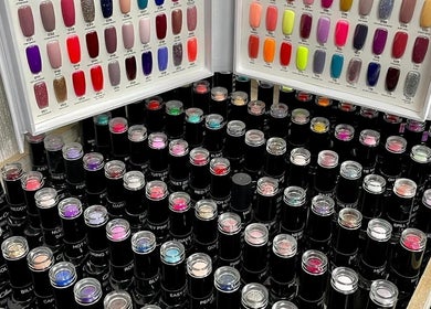 Colorful nail polish selection at Polished of Swinton, Swinton, England, GB.