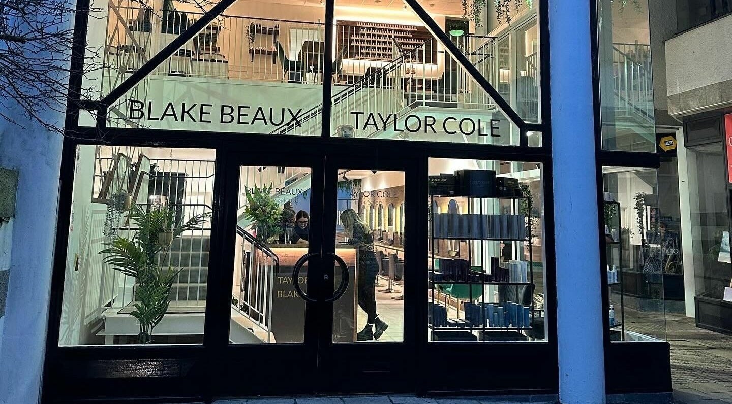 Front view of Taylor Cole beauty salon in Truro, England, GB showcasing chic interior.