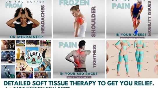 Promotional images of pain relief therapy at Elite Bodywork San Clemente, San Clemente, California, US.