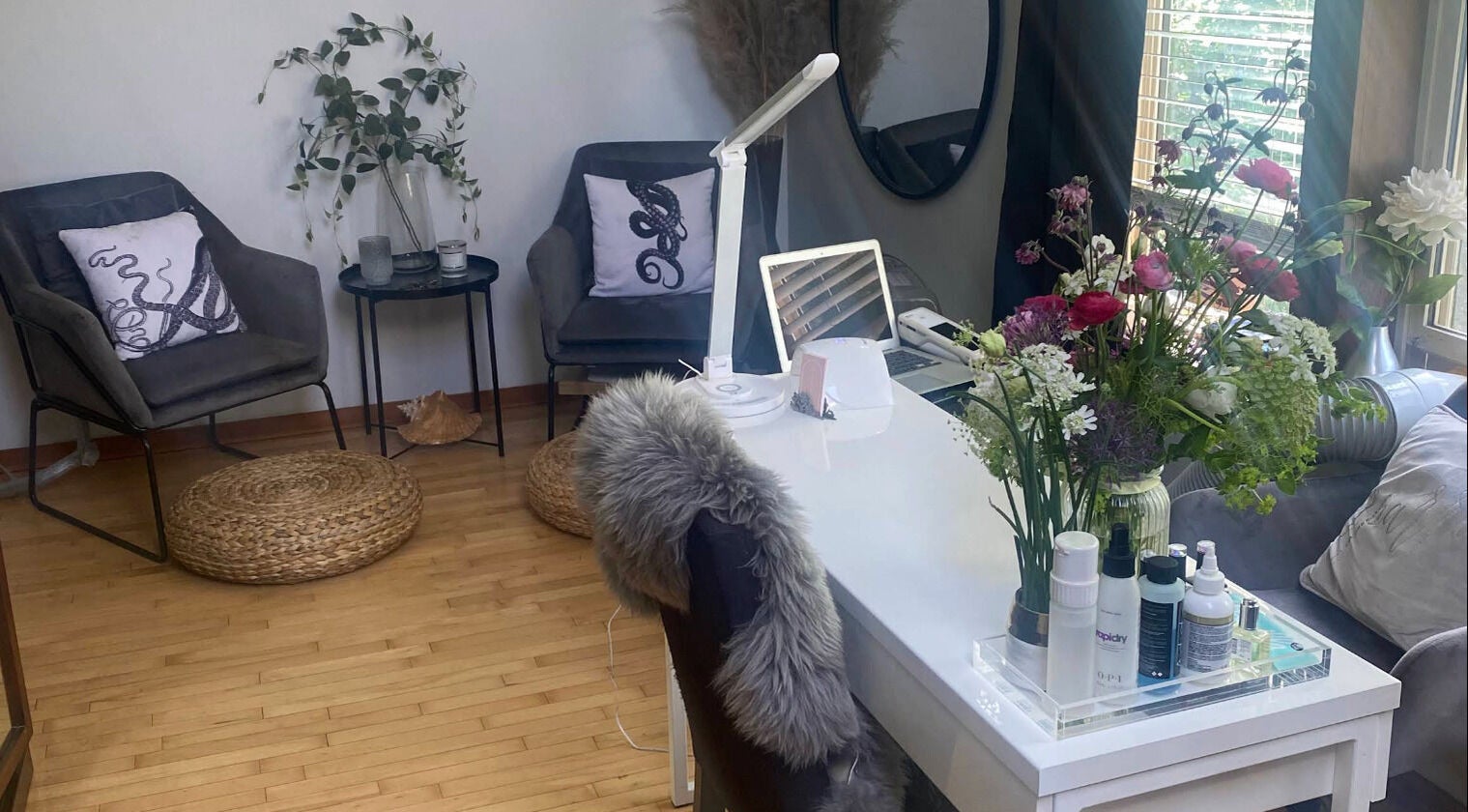 Bright and cozy workspace at Sparrow Beauty Co. Tanning & Beauty Salon, Nelson, British Columbia, CA.