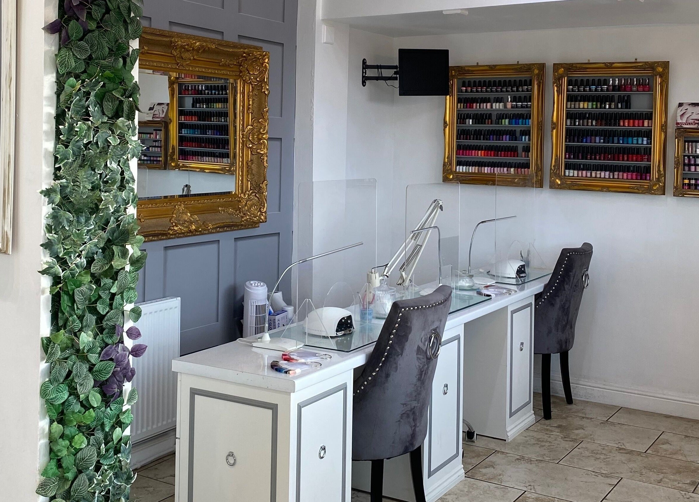 Chic nail studio at Coco Aesthetics & Beauty, Coal Aston, England, GB with elegant decor and manicure stations.