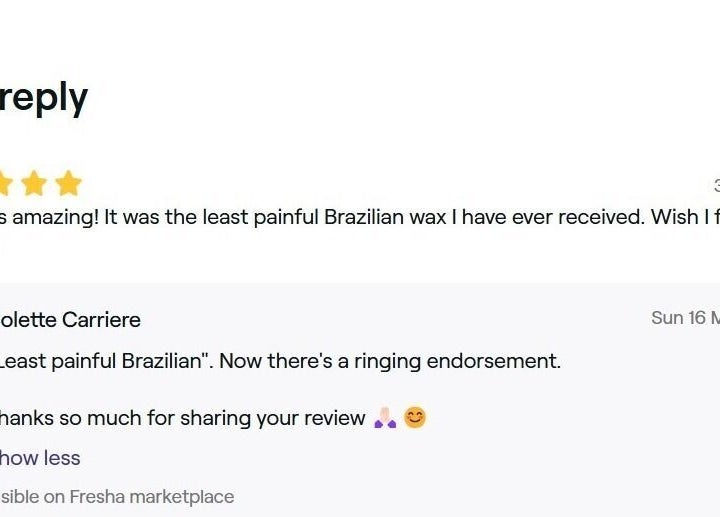 Five-star review for Brazilian wax at Symmetry Skin & Body in Greater Sudbury, Ontario, CA.