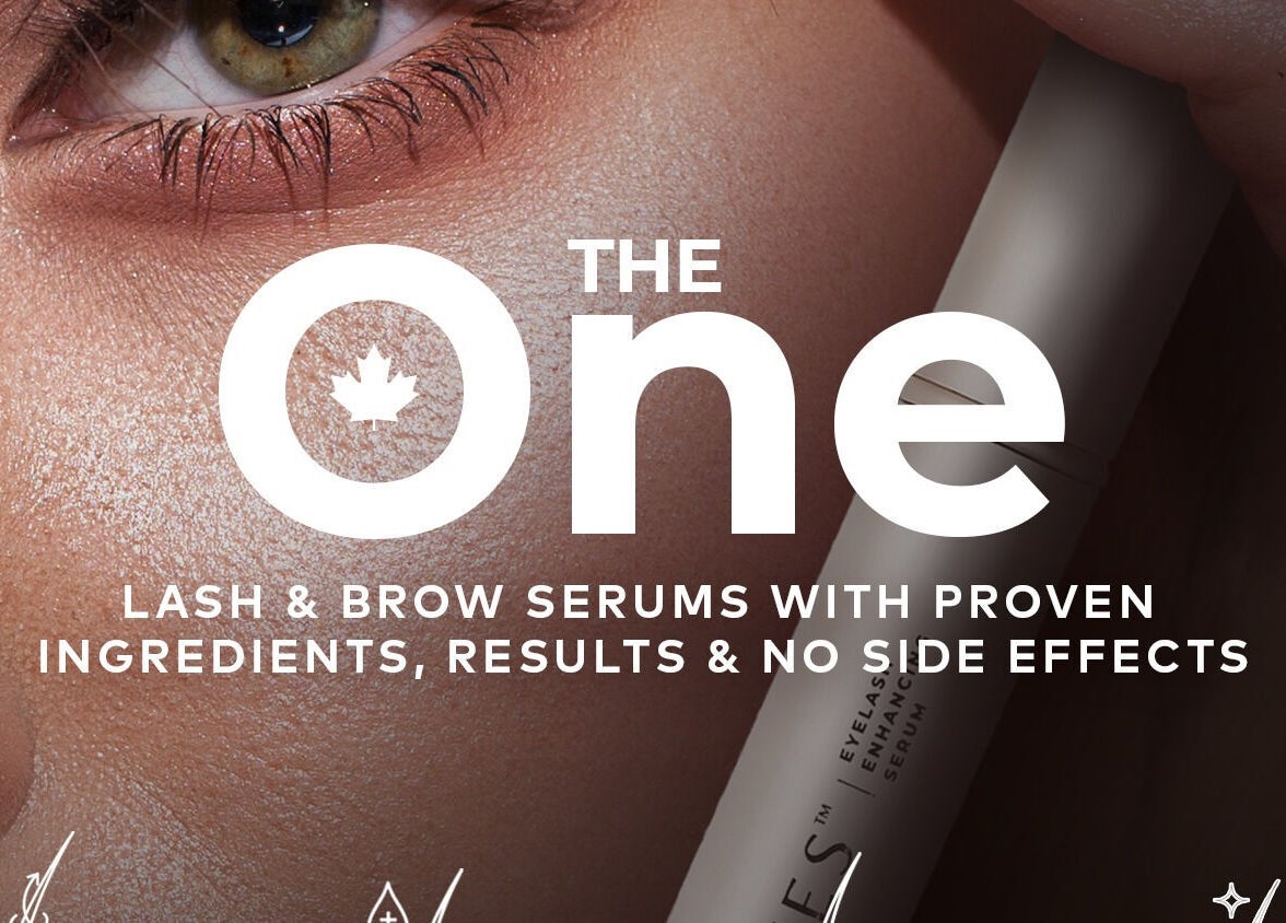 Closeup of eye with enhanced lashes featuring a serum offered at Symmetry Skin & Body, Greater Sudbury, Ontario, CA.