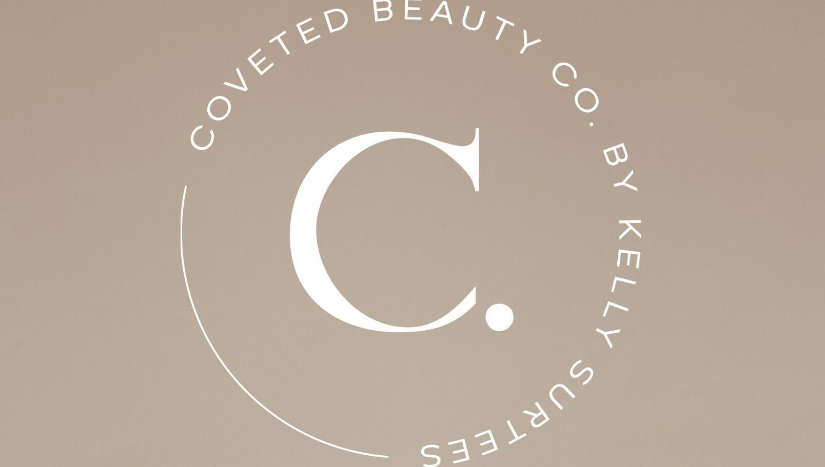 Coveted Beauty by Kelly logo on a beige background, Wroxham, England, GB.