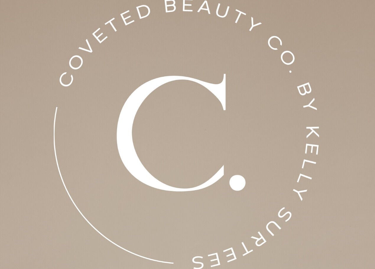 Coveted Beauty by Kelly logo on a beige background, Wroxham, England, GB.