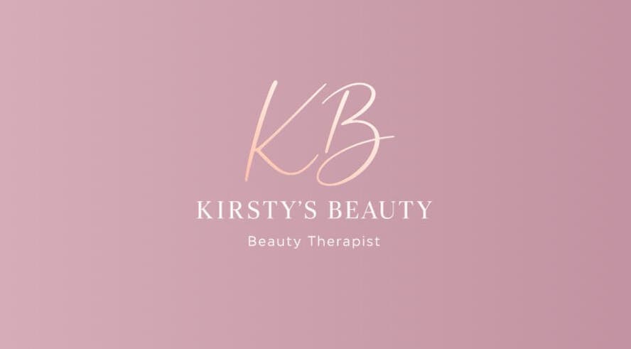Kirsty’s Beauty logo on pink background, located in Poole, England, GB.