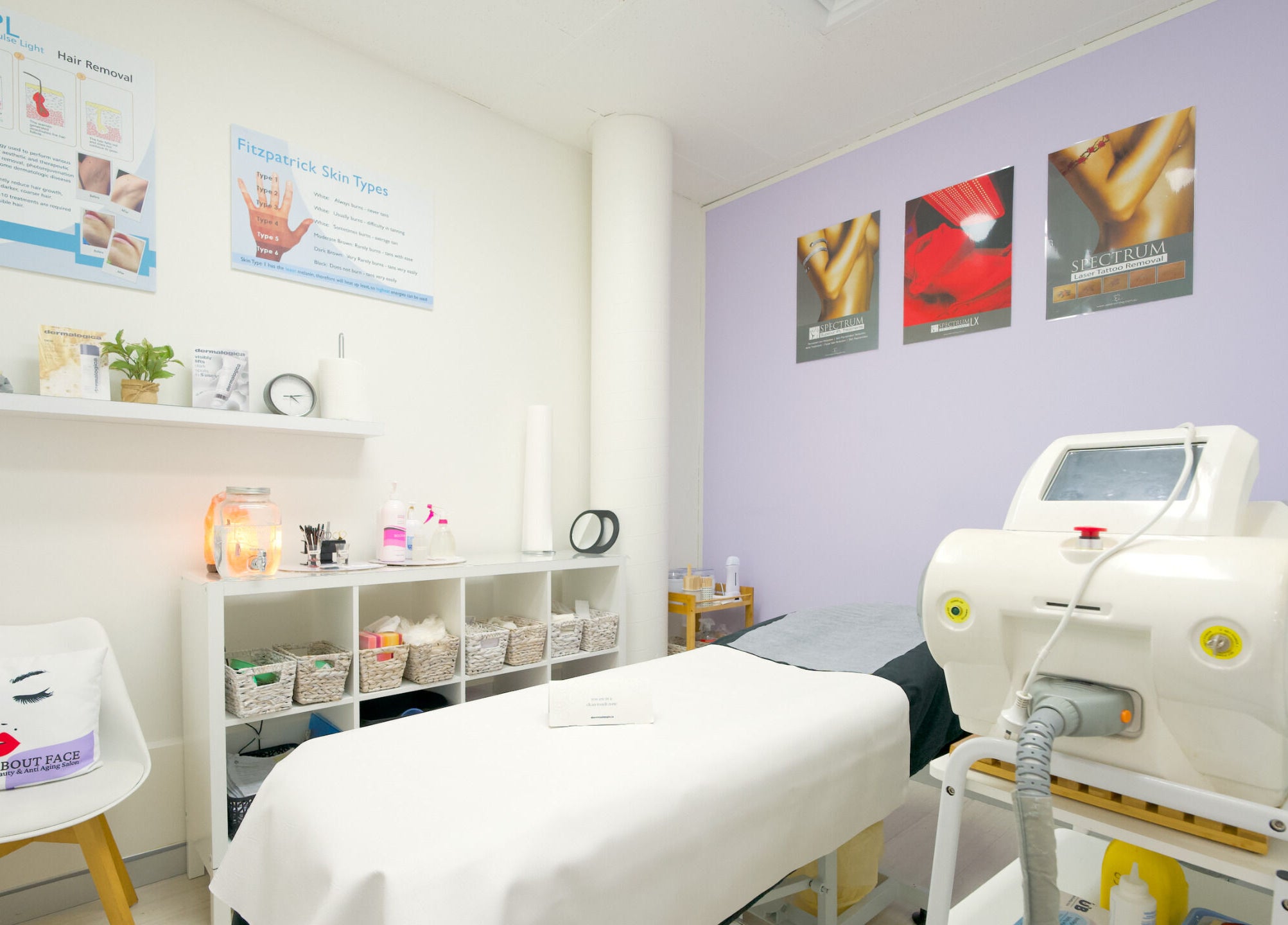 Relaxing treatment room at ABOUT FACE Beauty & Anti Aging Salon, Greenway, Australian Capital Territory, AU.