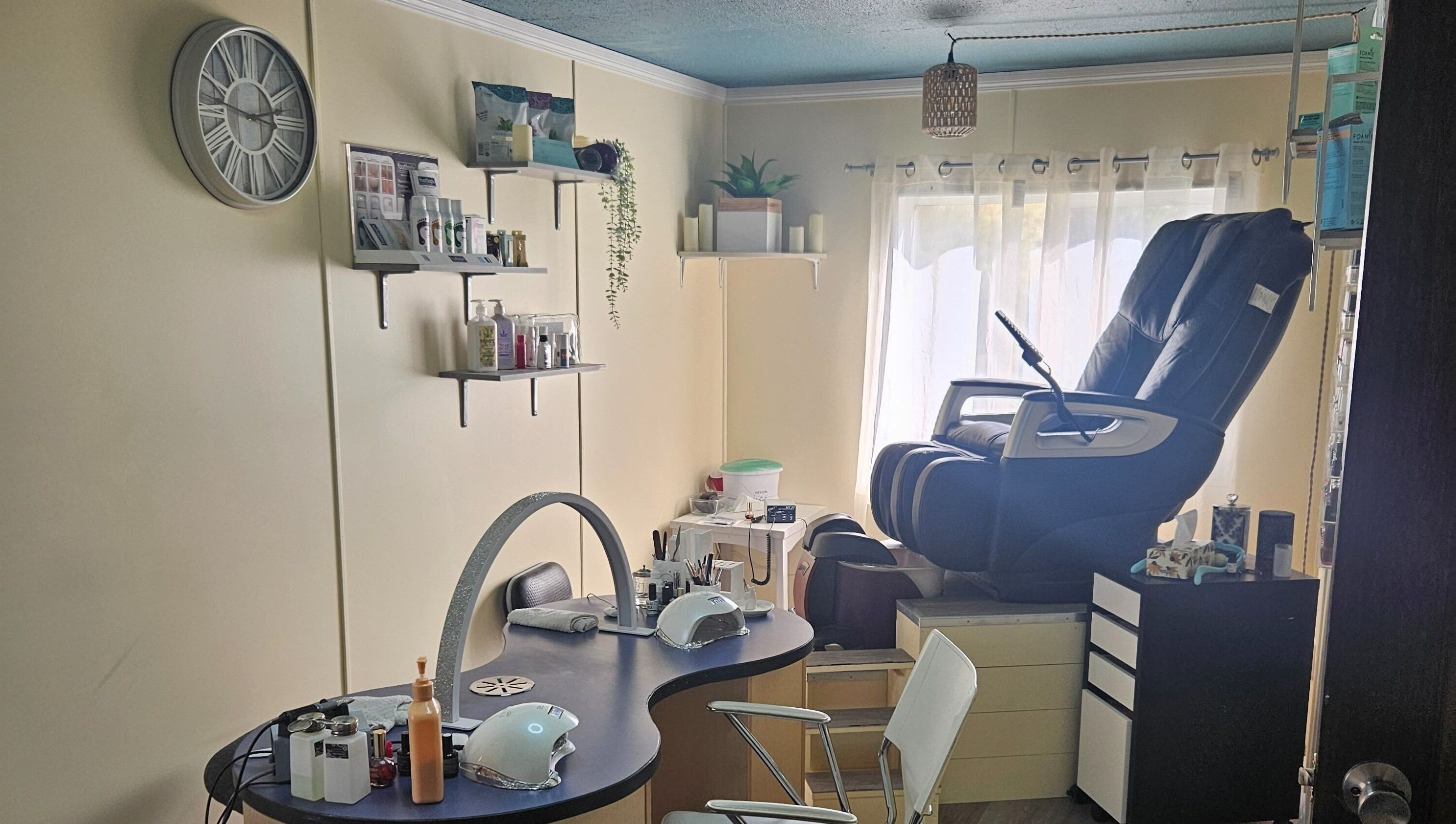 Comfortable beauty and wellness setup at Manifested Beauty, Rocky Mountain House, Alberta, CA.