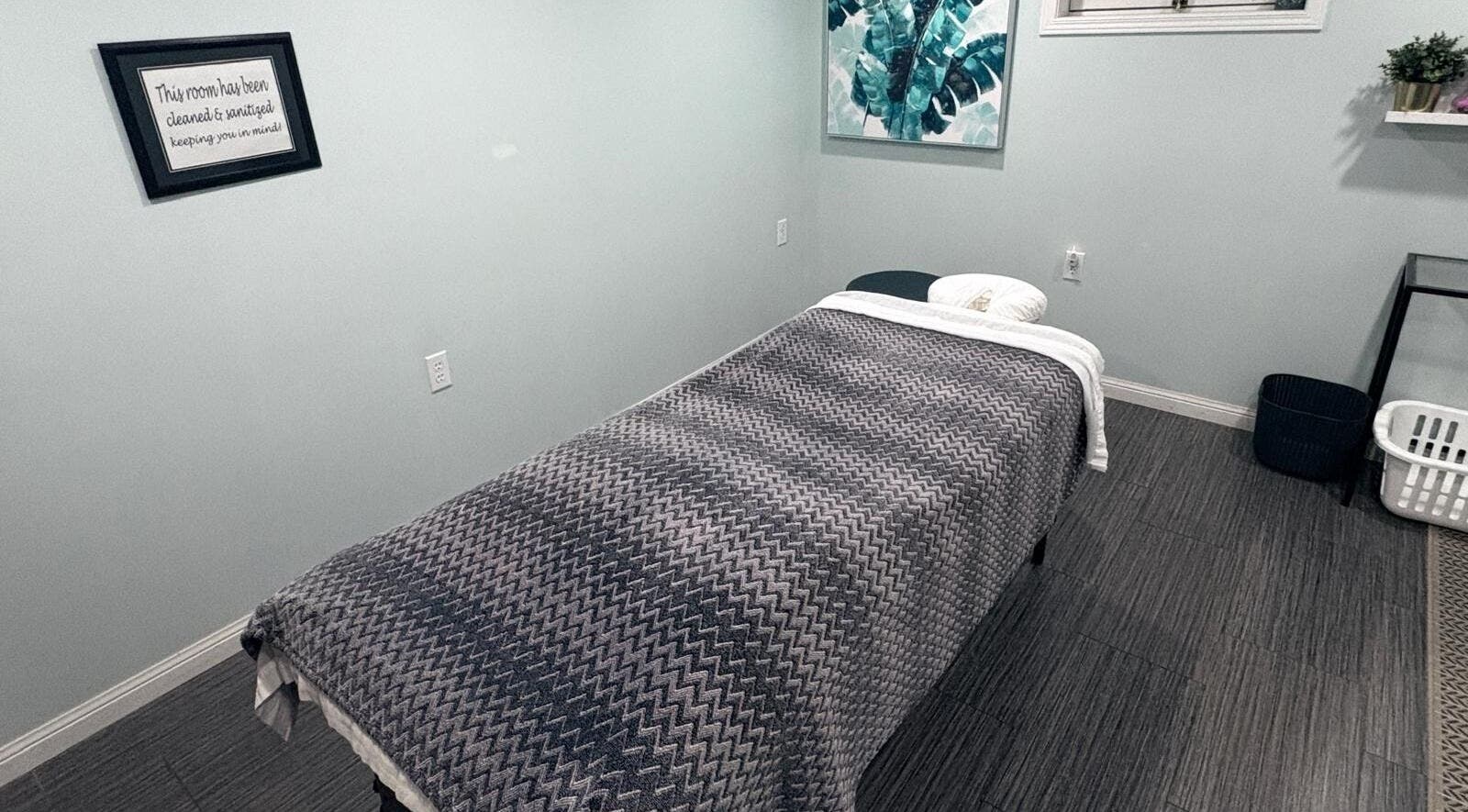 Comfortable massage room at Massage Therapy & Wellness Centre, Brampton, Ontario, CA, ready for relaxation.