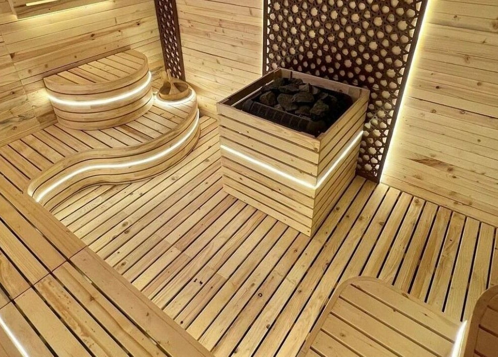 Relaxing wooden sauna at Naturelife Spa Rixos Marina Abu Dhabi, AE providing serene wellness escape.