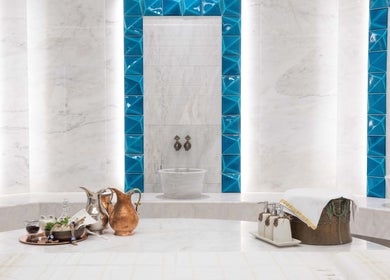 Luxurious marble spa interior at Naturelife Spa Rixos Premium JBR, Dubai, UAE, AE with traditional decor.