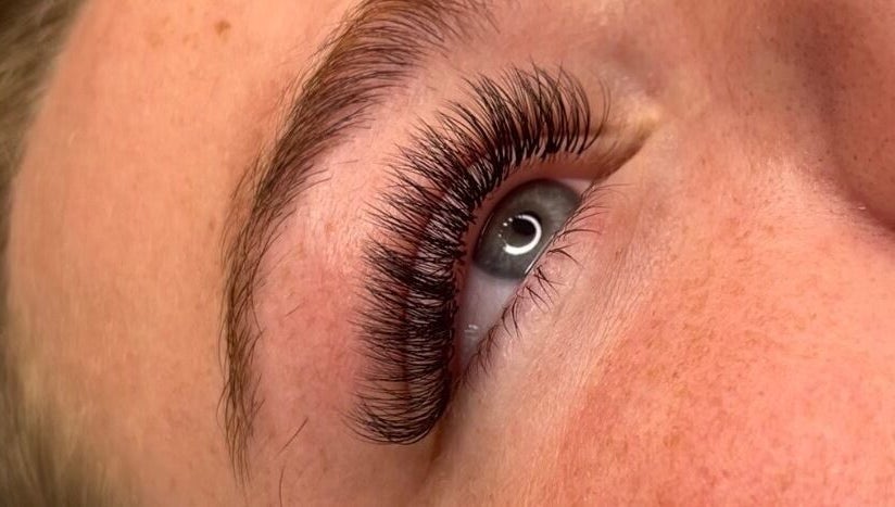 Close-up of elegant eyelash extensions at BC Beauty & Aesthetics, Kings Langley, England, GB.
