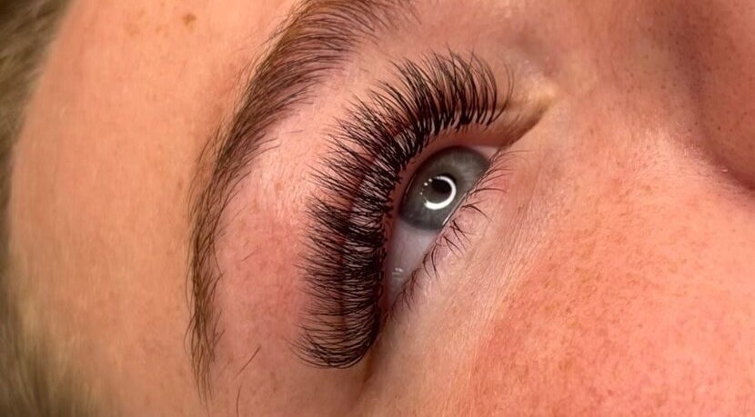 Close-up of elegant eyelash extensions at BC Beauty & Aesthetics, Kings Langley, England, GB.