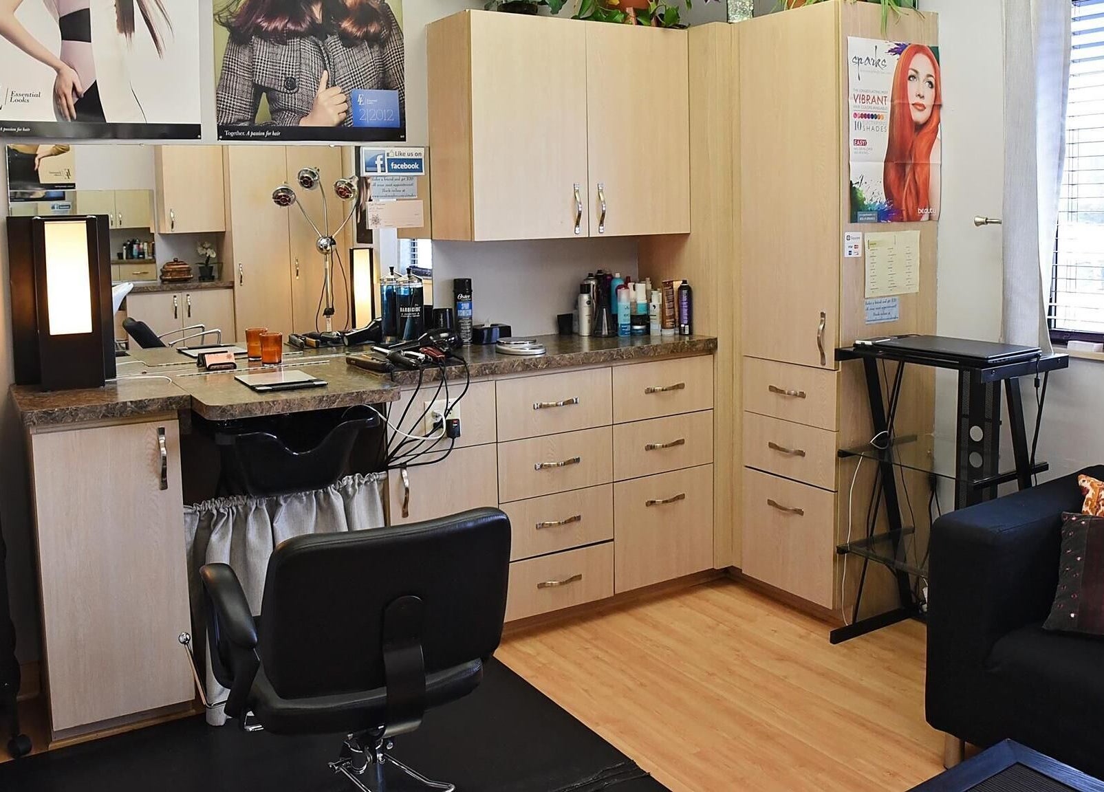 Modern salon interior at A.L. Studios in Madison, Wisconsin, US, showcasing stylish design and cozy ambiance.