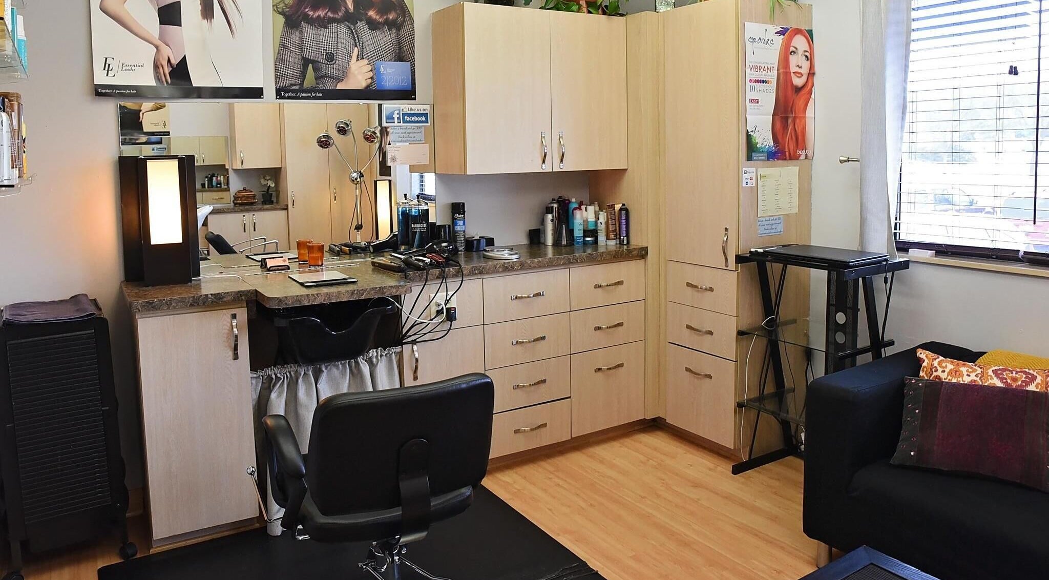 Modern salon interior at A.L. Studios in Madison, Wisconsin, US, showcasing stylish design and cozy ambiance.