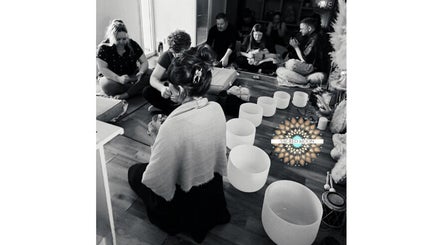 Group meditation at Sacred Moon Wellbeing & Quantum Led Coaching Academy, Horbury, England, GB.