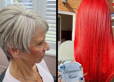 Elegant haircuts and vibrant red styles at ELEGANCE HAIR BOUTIQUE, Peterborough, England, GB.