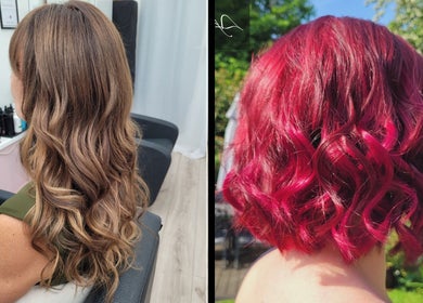 Elegant hairstyles at ELEGANCE HAIR BOUTIQUE in Peterborough, England, GB. Featuring lush waves and vivid color.