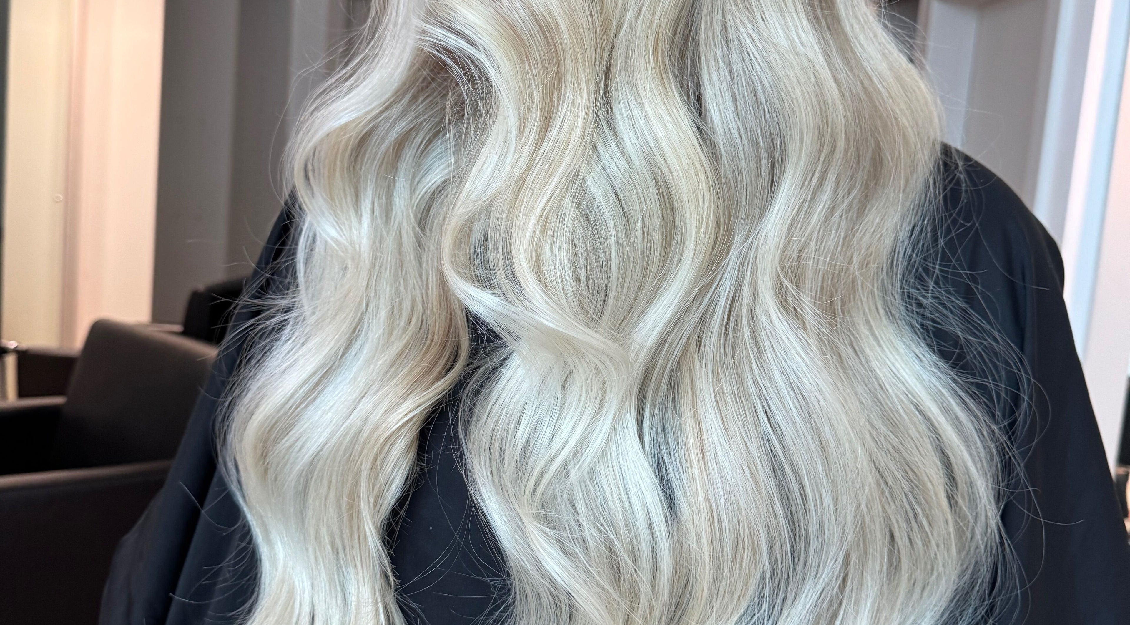 Stunning blonde waves styled at Ashleigh Hubbard Hair in Peterborough, England, GB.